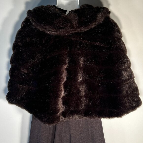 Anthony Richards Vintage OSFM Brown Faux Fur Evening Wrap Capelet Glam Dressy - Picture 2 of 7
